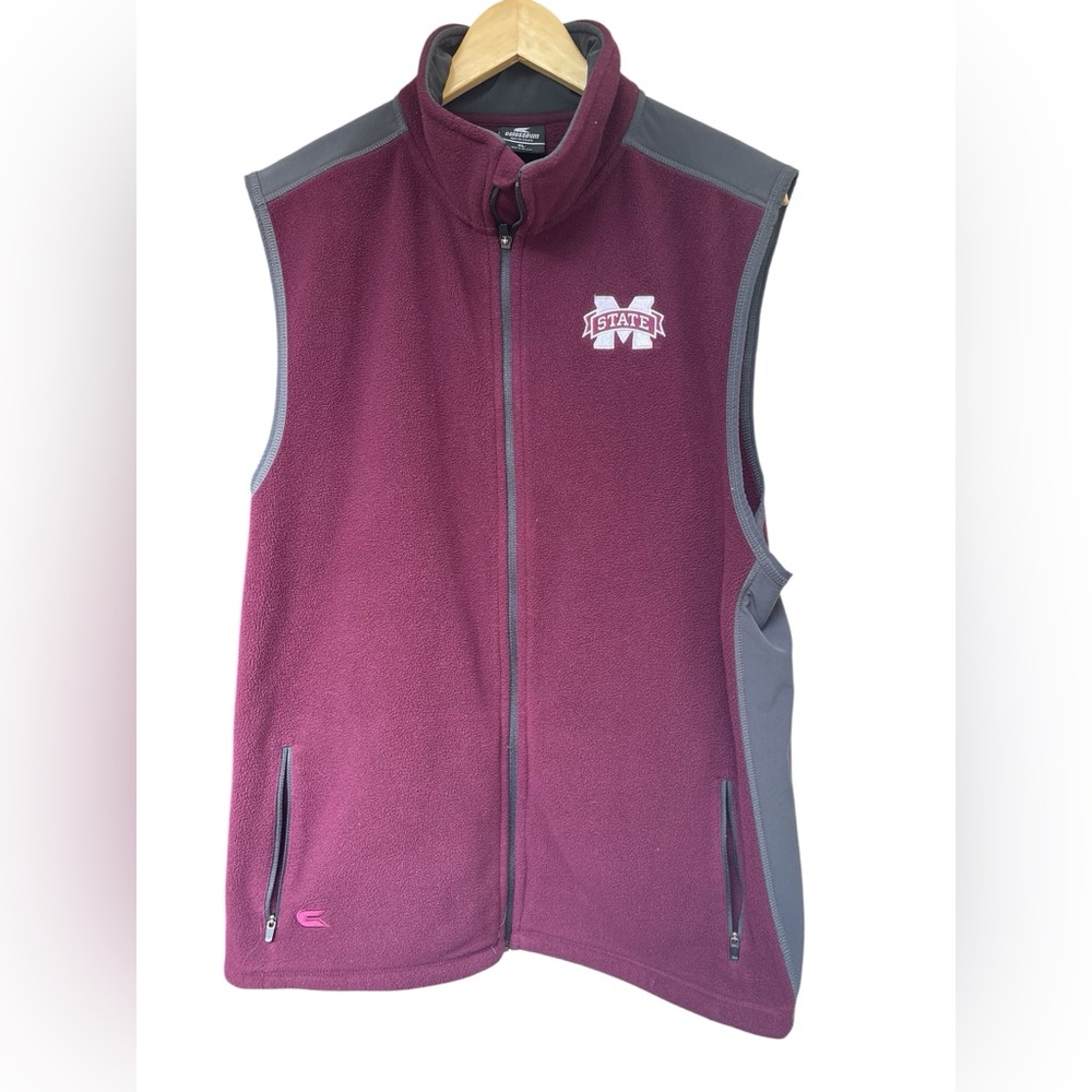 Mississippi State Bulldogs size XL Men’s fleece zip vest Maroon & Gray Bulldogs